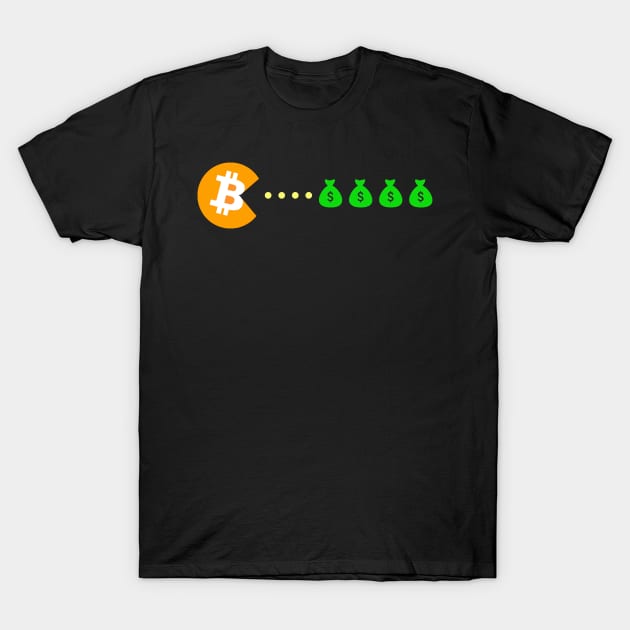 Bitcoin eats Dollar T-Shirt by Strohalm